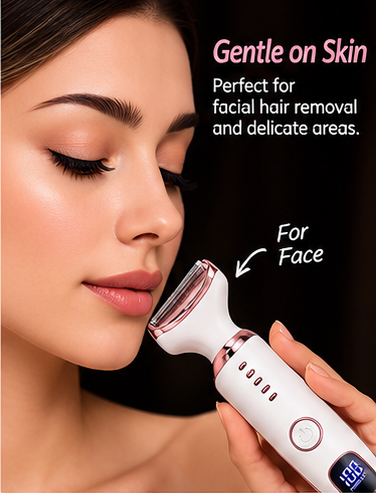 4-in-1 Rechargeable Lady Shaver – Face & Body Grooming Kit
