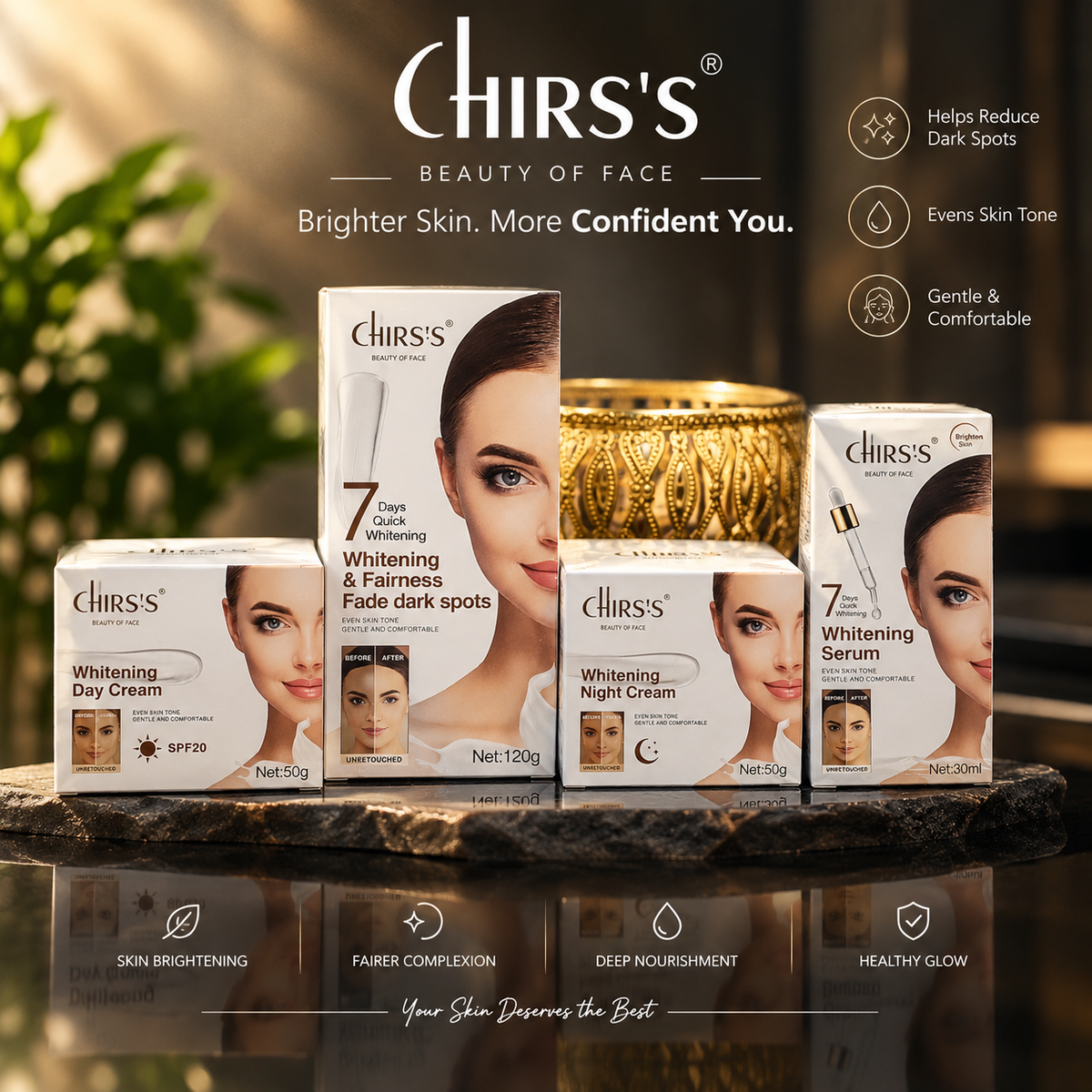 4-in-1 Skincare Bundle – Day Cream, Night Cream, Serum & Face Wash